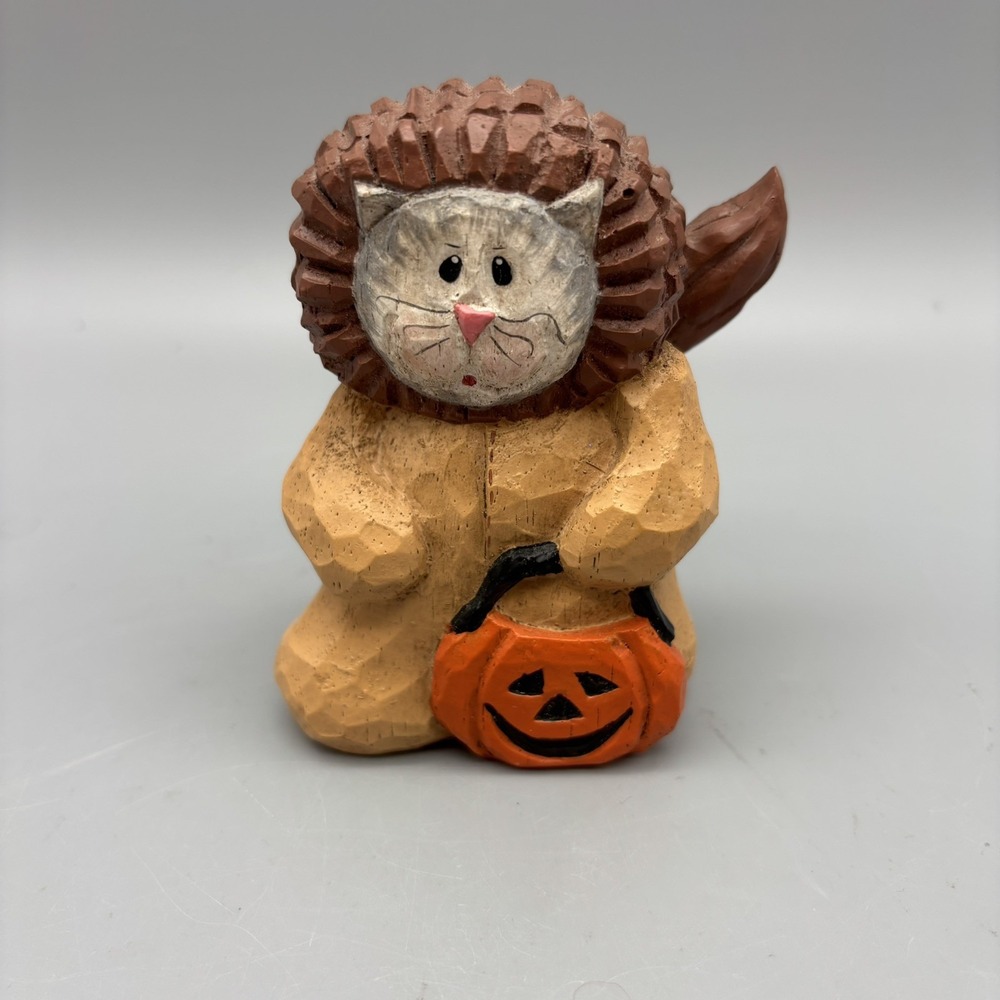 Midwest Eddie Walker Cat In Lion Costume Hand Carved Halloween Figurine 4"